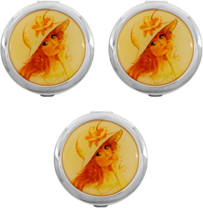 Round | Set of 3 Double Sided Compact Mirror With Vintage Insert