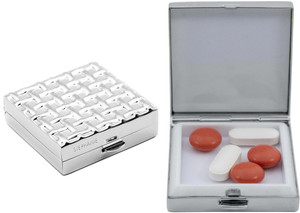 Silver Waffle | Set of 2 Square-Shaped Pill Boxes With 1 Compartment
