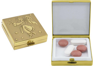 Gold Angel | Set of 2 Square-Shaped Pill Boxes With 1 Compartment