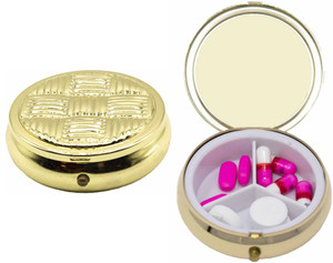 Weave | Set of 2 Round Embossed Pill Boxes With 3 Compartments