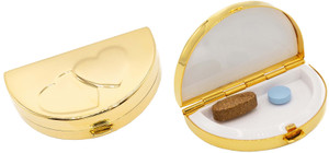 Gold Heart | Set of 2 Semicircle-shaped Compact Pill Boxes With 2 Compartments