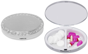 Silver Border Print | Set of 2 Oval-Shaped Pill Boxes With 2 Compartments