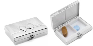 Silver Gift Bow | Set of 2 Rectangular-shaped Pill Boxes With 2 Compartments
