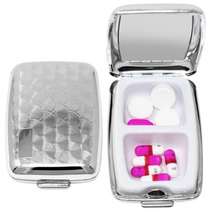 Silver Curved Edges | Set of 2 Rectangular-shaped Pill Boxes With 2 Compartments