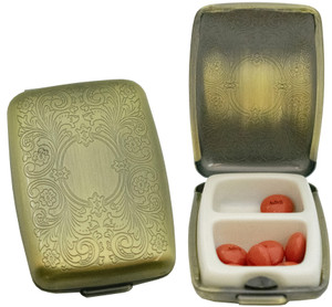 Victorian Curved Edges | Set of 2 Rectangular-shaped Pill Boxes With 2 Compartments