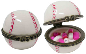 Baseball | Set of 2 Ceramic Ball-Shaped Compact Pill Boxes With 1 Compartment
