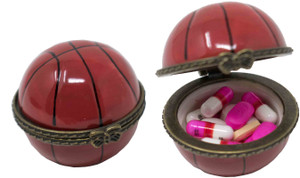 Basketball | Set of 2 Ceramic Ball-Shaped Compact Pill Boxes With 1 Compartment
