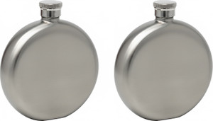 5oz Brushed Silver | Set of 2 Round Stainless Steel Pocket Hip Flasks