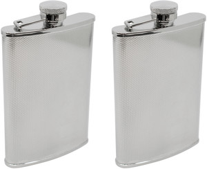 8oz Trellis Print | Set of 2 Classic Stainless Steel Pocket Hip Flasks