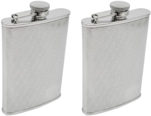 8oz 3D Cube Print | Set of 2 Classic Stainless Steel Pocket Hip Flasks