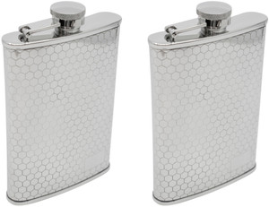 8oz Honeycomb Print | Set of 2 Classic Stainless Steel Pocket Hip Flasks