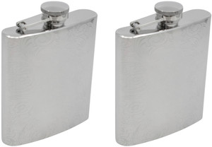8oz Victorian Scroll | Set of 2 Classic Stainless Steel Pocket Hip Flasks