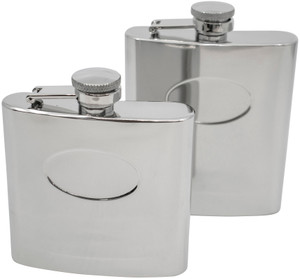 6oz Vintage Debossed | Set of 2 Classic Stainless Steel Pocket Hip Flasks