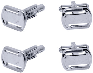 Silver Hollow | Set of 2 Silver Stainless Steel Alloy Shirt Cufflinks