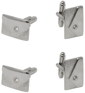 Silver Envelope | Set of 2 Silver Stainless Steel Alloy Shirt Cufflinks