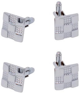 Square | Set of 2 Silver Stainless Steel Alloy Shirt Cufflinks