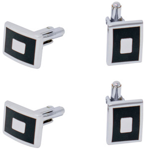 Black Scope | Set of 2 Silver Stainless Steel Alloy Shirt Cufflinks