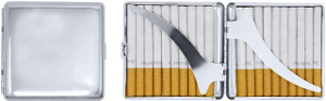 Silver | Set of 2 Metal-Plated 84mm Cigarette Case With Reflective Finish