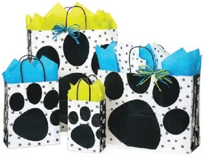 S7400 SET | Pooch's Paw | Recyclable Paper Shopping Bags with Tissue Paper