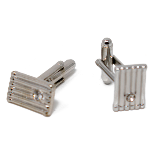 Men's PlatinumPlated Silver Ridge Gem Cufflinks in Gift Box