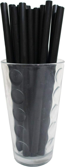 Made in USA Pack of 250 Unwrapped BPA-Free Plastic Smoothie & Boba Drinking Straws (Black - 8.5" X 0.50")