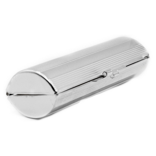 Silver Lines Rounded Chrome-Plated Lipstick Case