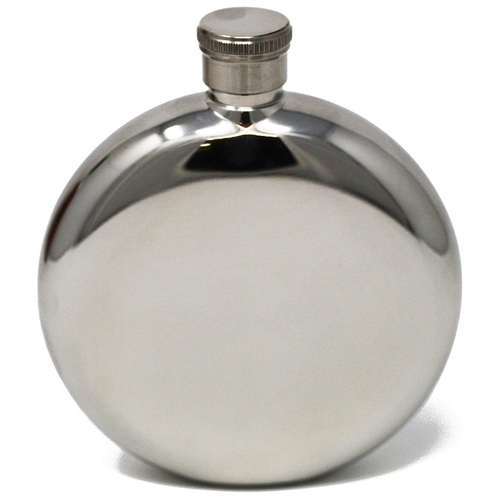 5 oz Discrete Round Pocket Alcohol Liquor Flask (Shiny) Made from 304 (18/8) Food Grade Stainless Steel