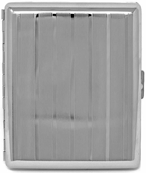 Silver Lines (20 100s) Etched MetalPlated Cigarette Case & Stash Box