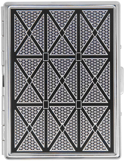 Trellis X Pattern Compact (9 100s) MetalPlated Cigarette Case & Stash Box