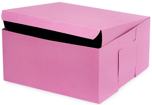 Made in USA 10" X 10" X 5" Recycled Pink Kraft Cake Box & 10" Round Cake Boards (Pack of 10  Front Loading)