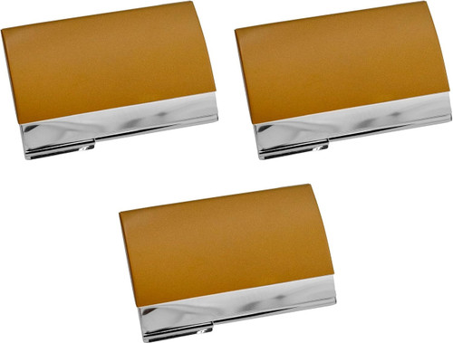 Set of 3 Curved Metal Business Card Case Holders Unisex