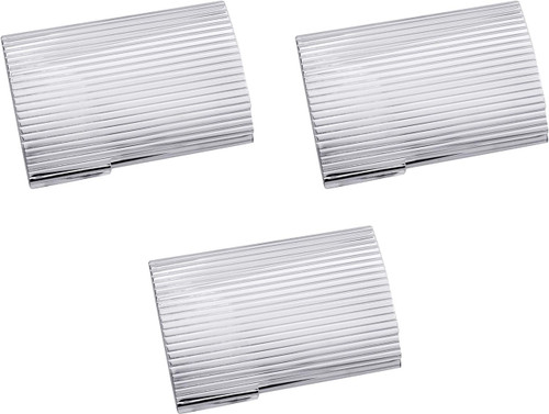 Set of 3 Curved Metal Business Card Case Holders Unisex (Silver Ridge)