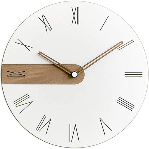 Modern Minimalist Exposed Wood Silent Wall Clock (Roman Numerals)
