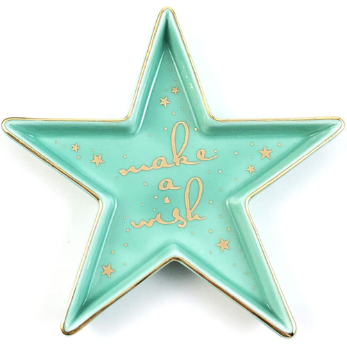 StarShaped Make a Wish Ceramic Trinket Plate and Decorative Jewelry Dish