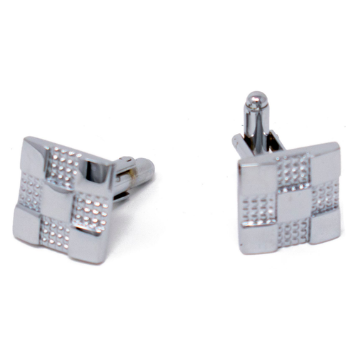 Men's PlatinumPlated Silver Square Shine Cufflinks in Gift Box