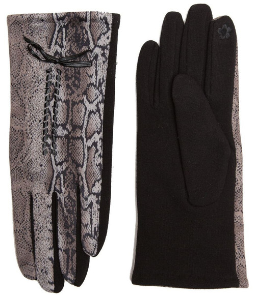 Unisex Winter Gloves Warm Cotton Lined Touch Screen Driving Gloves (Faux Python Skin Gray)