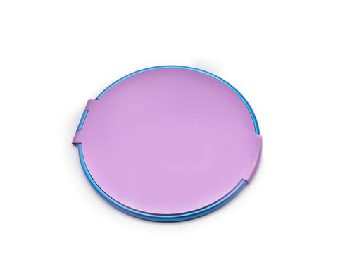 Set of 3 Round Shaped Dual Color Compact Mirrors with Brushed Metal Finish (Purple & Blue)