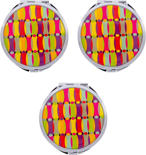 Rainbow Bend (Circle) Folding Compact Pocket Makeup Mirror Double Sided (5x magnification + 1x magnification)