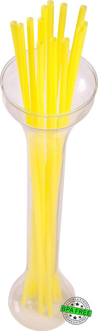 Made in USA Pack of 250 Unwrapped BPA-Free Plastic Slim Extra Long Drinking Straws (Yellow - 18" X 0.21")