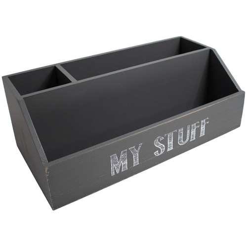 My Stuff Rustic Wooden Office Desk Organizer & Mail Rack with Distressed Wood Finish 11" X 6" X 4" (Gray)