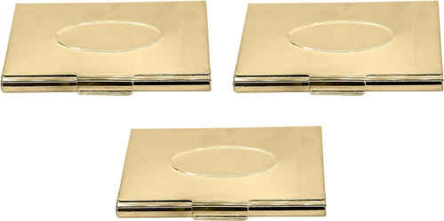 Set of 3 Slim & Minimalist Metal Business Card Holder Unisex Case (Gold Oval)