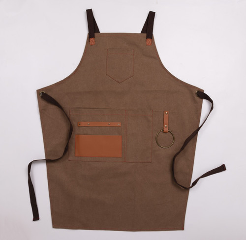 Unisex Cross Back Kitchen Apron With Pockets (Tan  Adult)