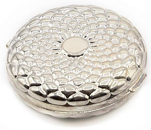Silver Bubble  Folding Compact Pocket Makeup Mirror Double Sided (5x magnification + 1x magnification)