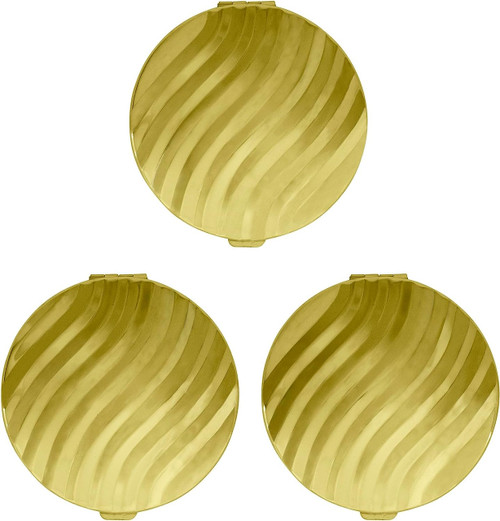 Set of 3 Double Sided Magnifying Compact Mirrors, Round Wave Pattern
