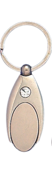 Silver Keychain (Crescent with Oval SILVER Center)