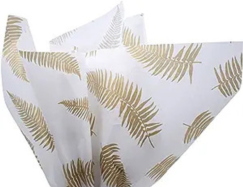 Made in USA 50-Sheet Classic Print Gift Tissue Paper Pack, 20" X 30" (Golden Frond)