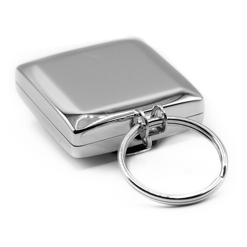 Retractable Square Keychain With Belt Clip Key Ring (28" Steel Chain Cord)