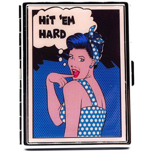 Hit 'Em Hard Compact (9 100s) MetalPlated Cigarette Case & Stash Box