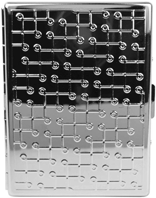Silver Loops Compact (9 100s) Etched MetalPlated Cigarette Case & Stash Box