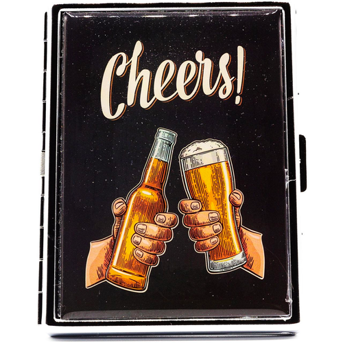 Cheers! Compact (9 100s) MetalPlated Cigarette Case & Stash Box